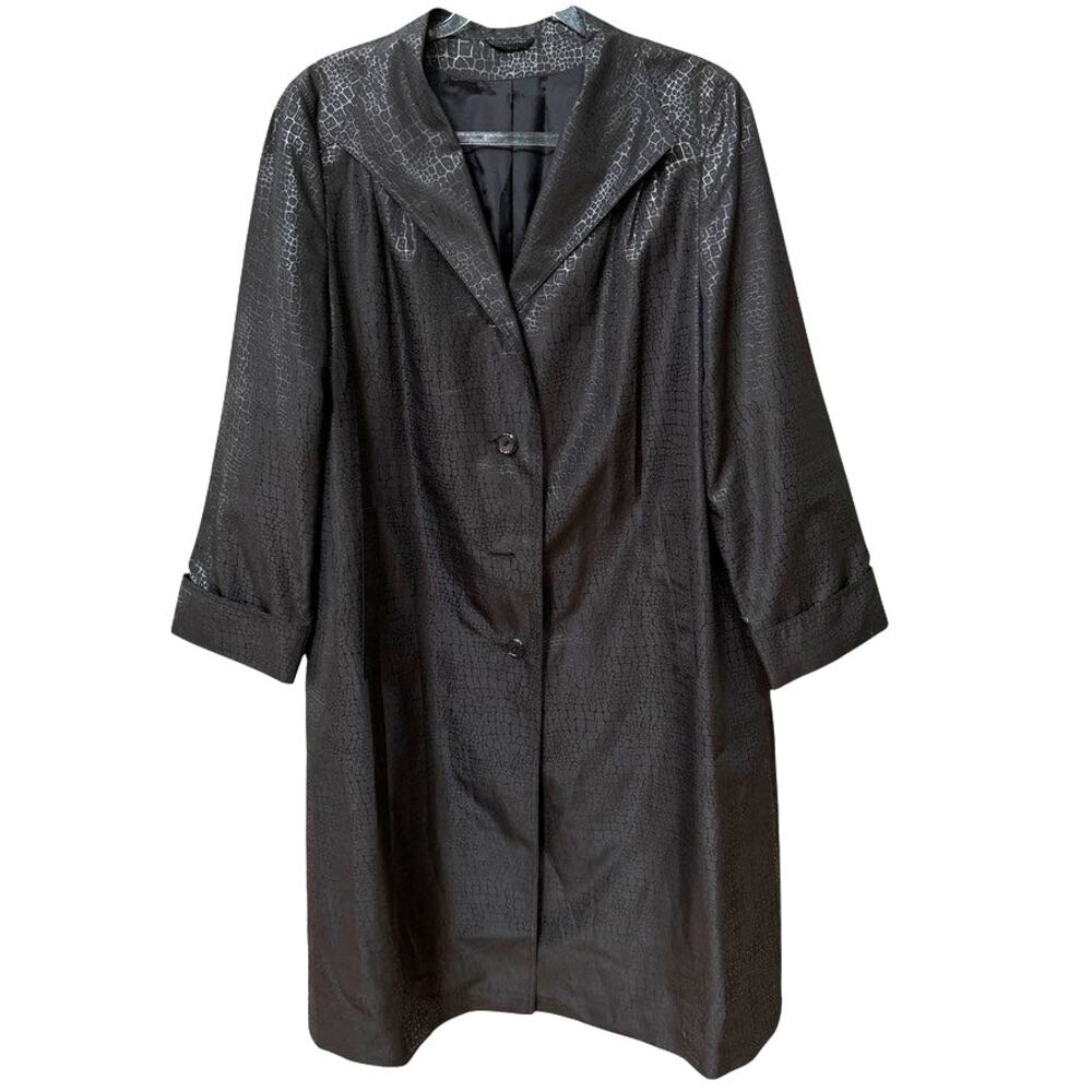 Karner Rain Jacket Coat Women's Black Snakeskin Print Made in W Germany Vintage